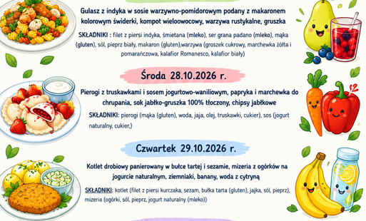Jadłospis na 26 - 30 października 2026